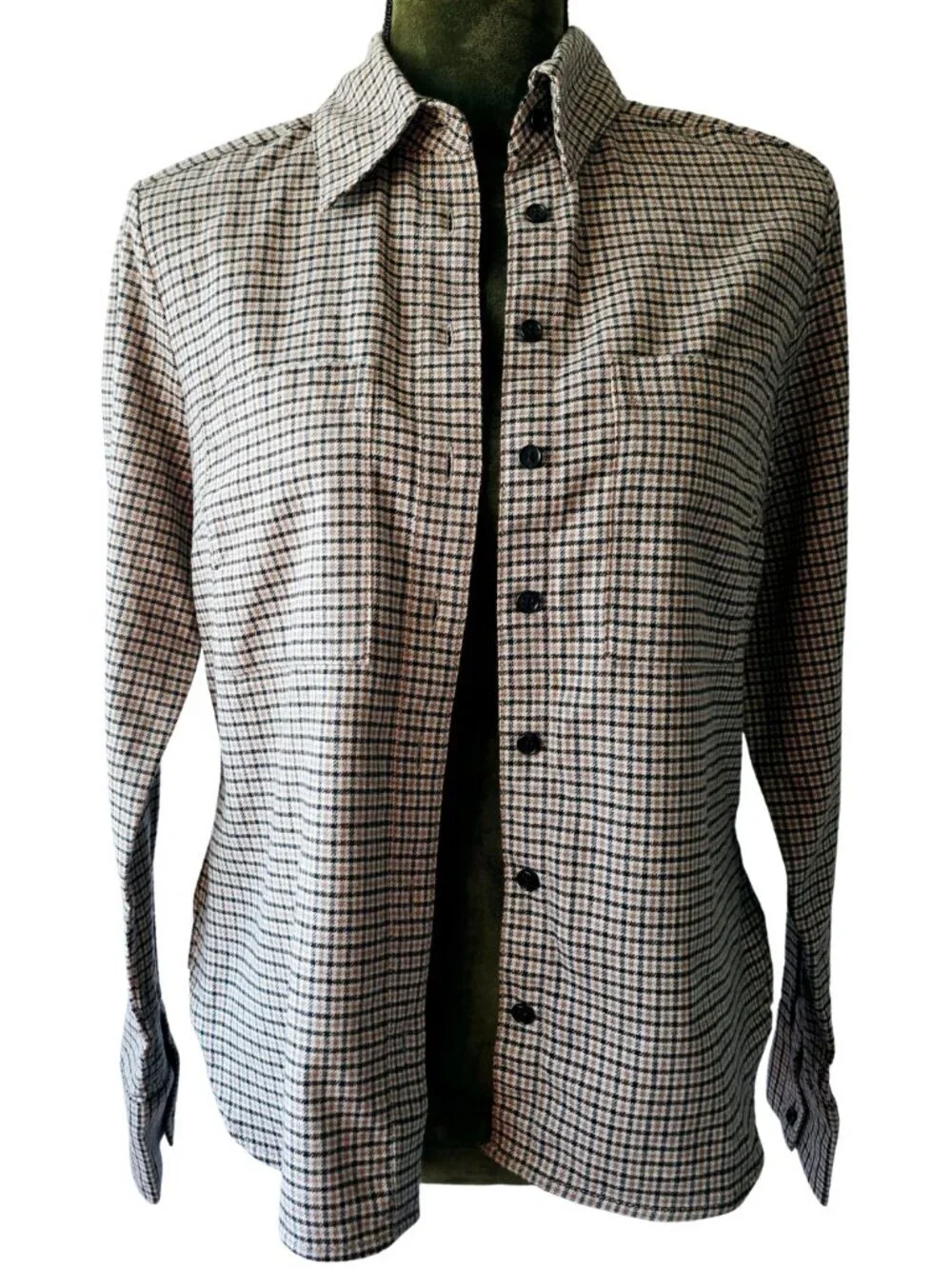 😍 NWT 😍 Banana Republic Womens Cotton Flannel Shirt, Black/Tan/Cream, Size S - Picture 3 of 8